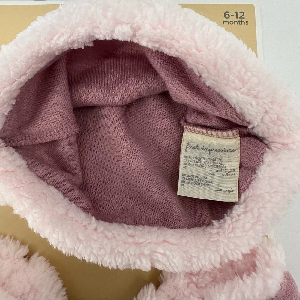 First Impressions Baby Pink Hat and Booties Set Size 6-12 Months New